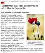Illicit Crops and Bird Conservation Priorities in Colombia